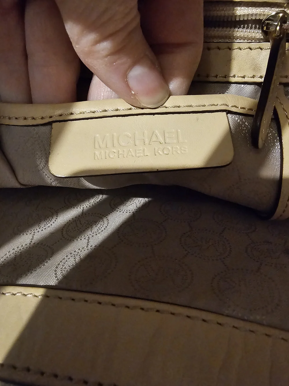 Michael Kors Neutral Logo Large Tote with Gold Accent